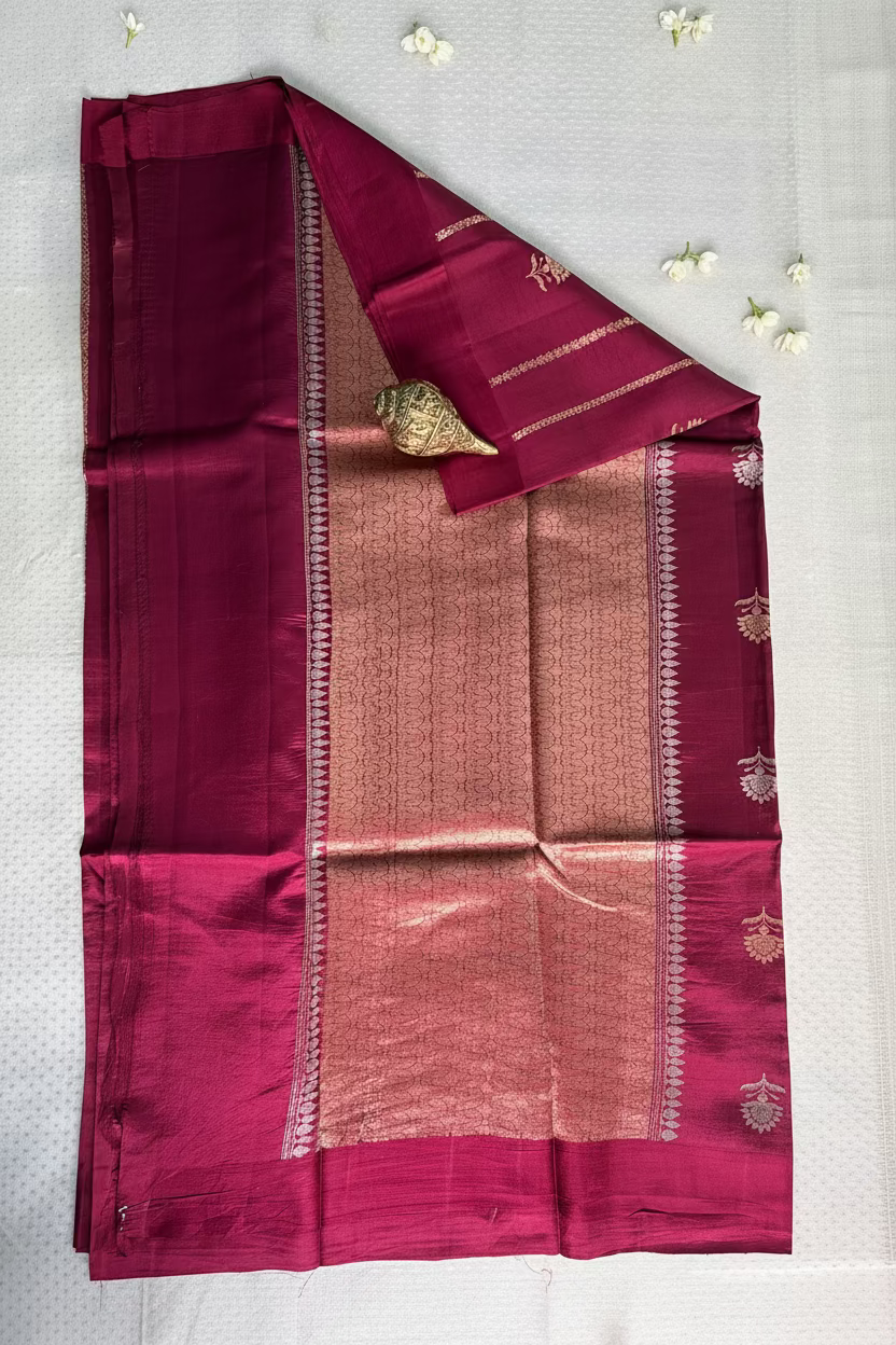 Berry Pink Pure Mango Banarasi Silk