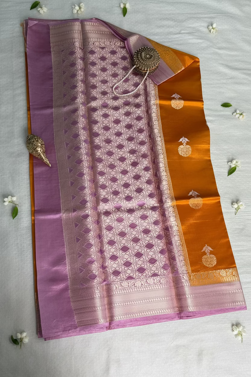 Mustard Gold Mango Banarasi Silk