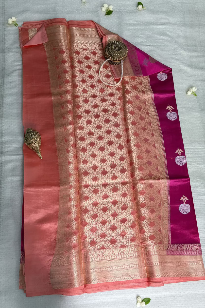 Pink Mango Banarasi Silk