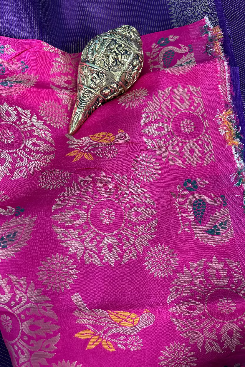 Purple Banarasi Dola Silk
