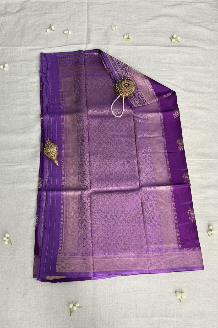 Purple Banarasi Dola Silk with Meenakhari