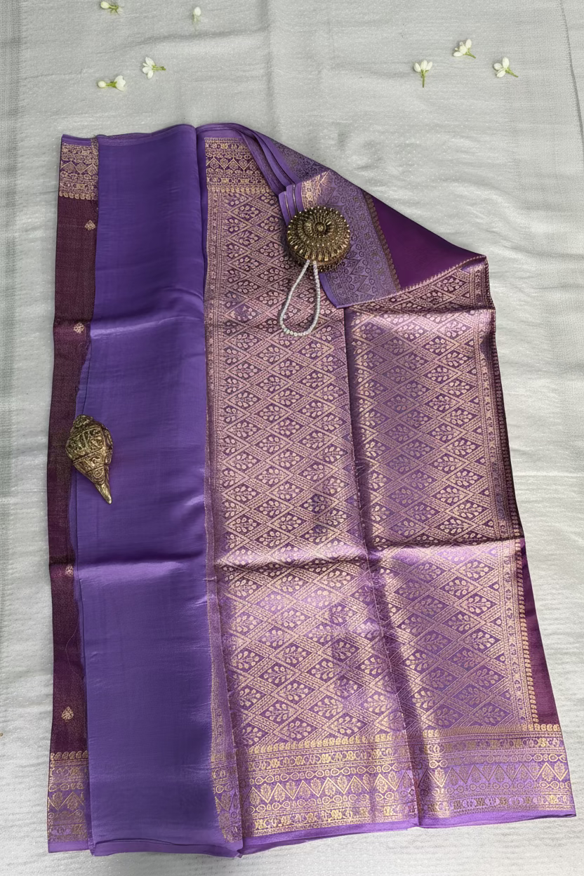 Royal Purple Mango Tissue Banarasi Silk