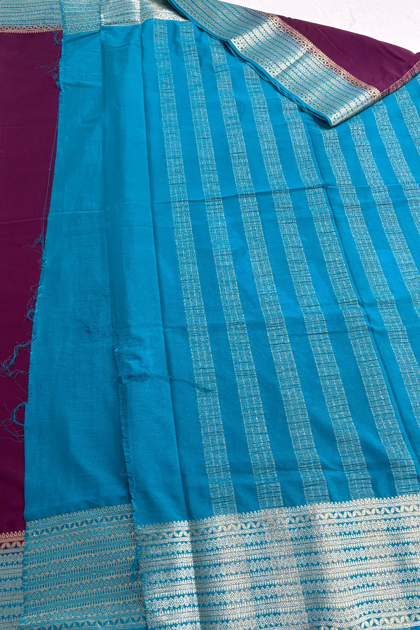 Wine Purple Semi Mysore Silk