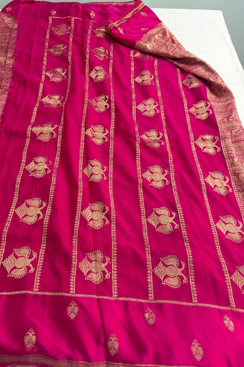 Pink Georgette Chinnon Silk