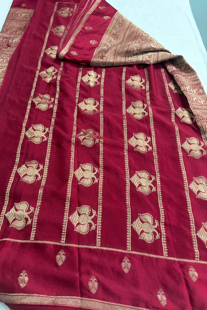 Red Georgette Chinnon Silk