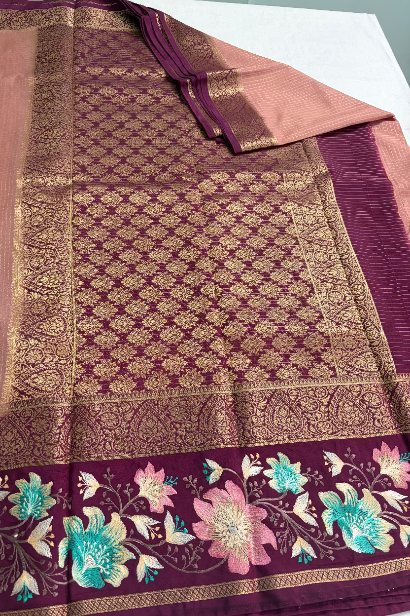 Dusty Rose Pink Semi Mysore Silk