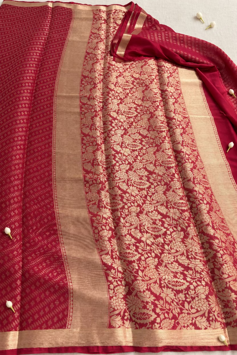 Red Chinnon Crepe Silk