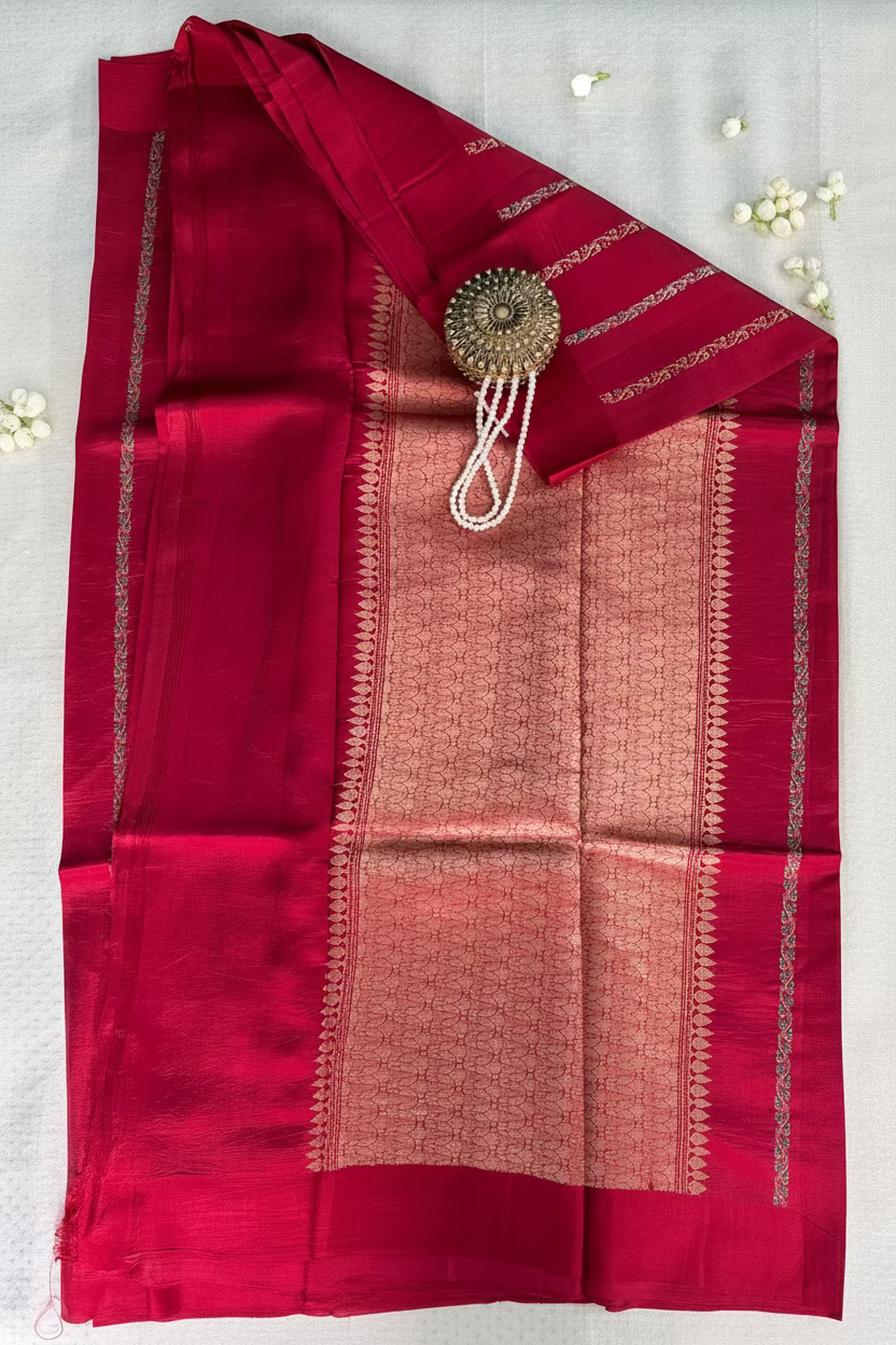 Red Pure Mango Banarasi Silk