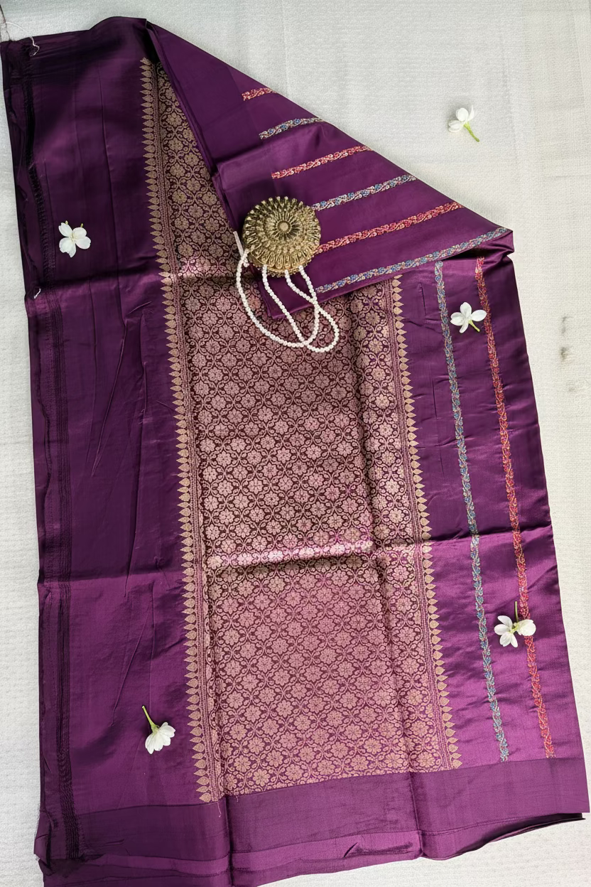 Royal Purple Pure Mango Banarasi Silk