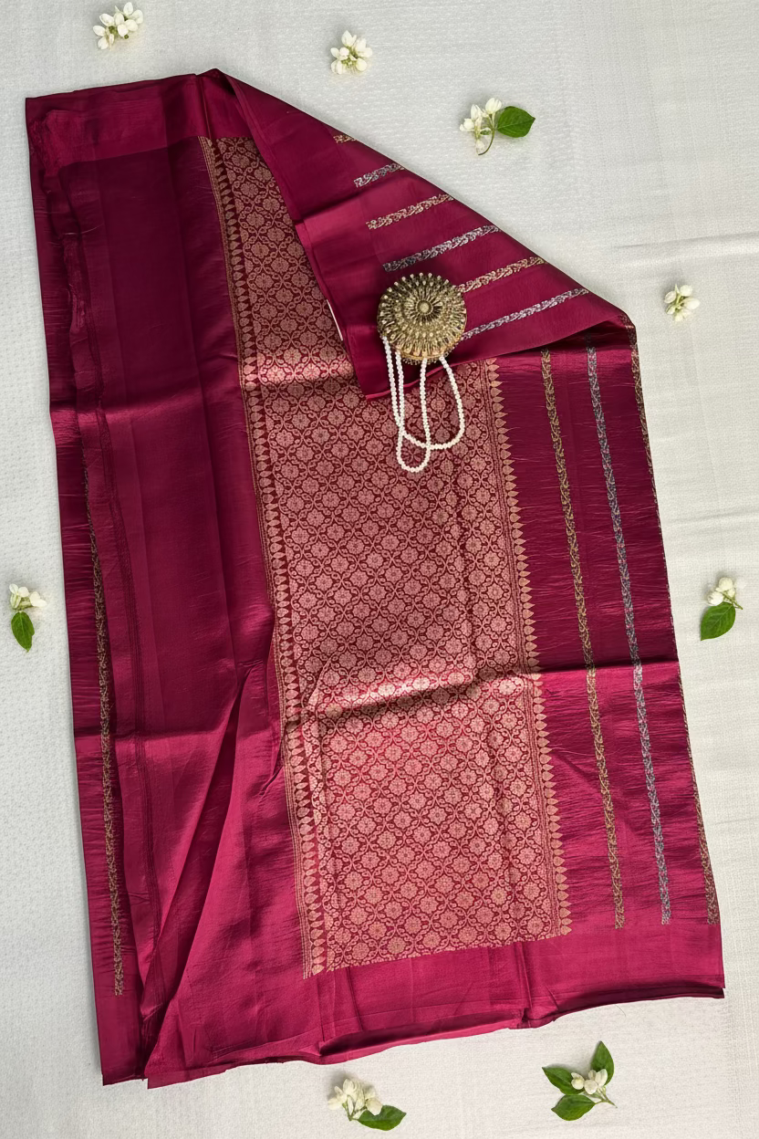 Berry Pink Pure Mango Banarasi SIlk with Meenakhari