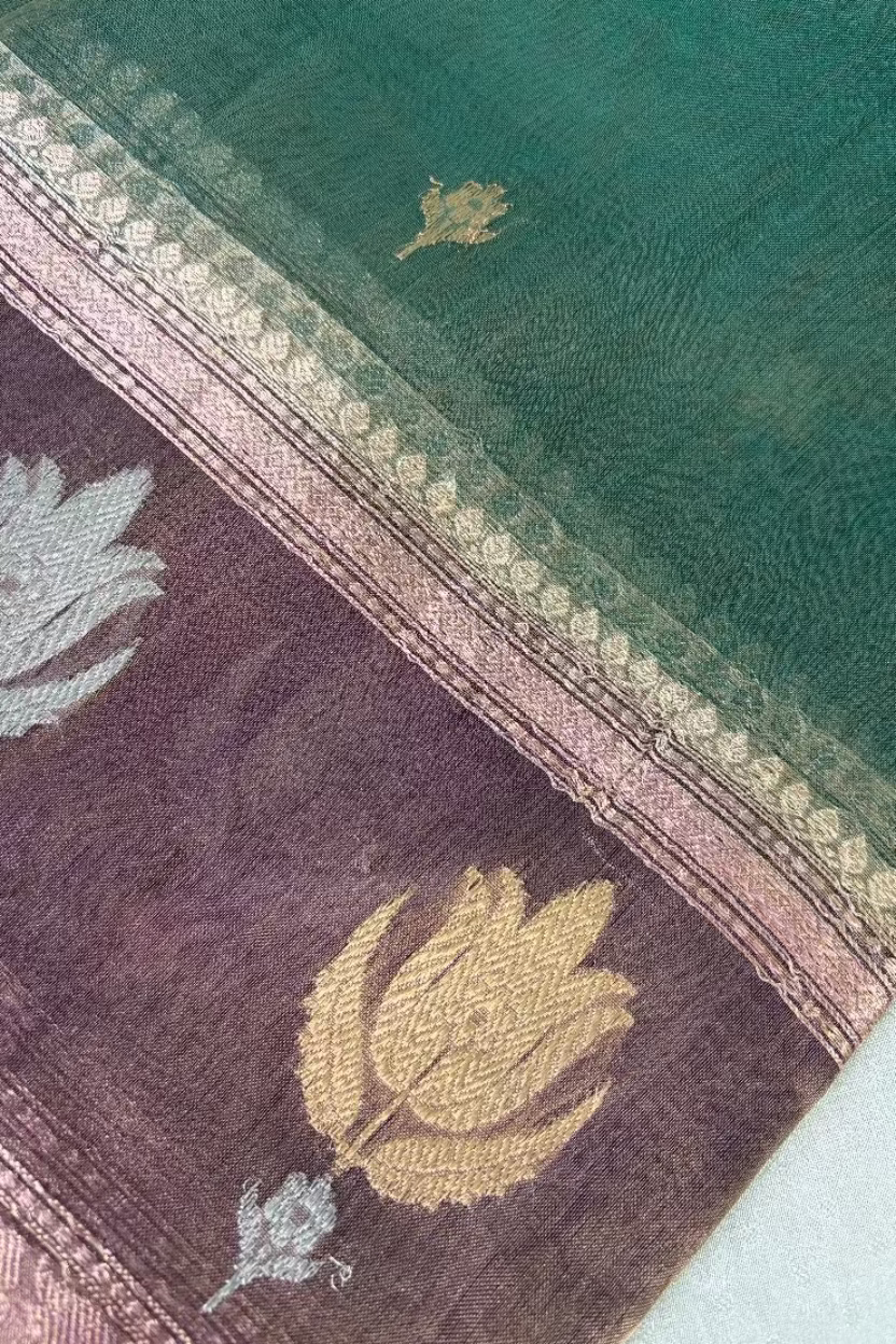 Sage Green Pure Soft Tissue Silk Banarasi