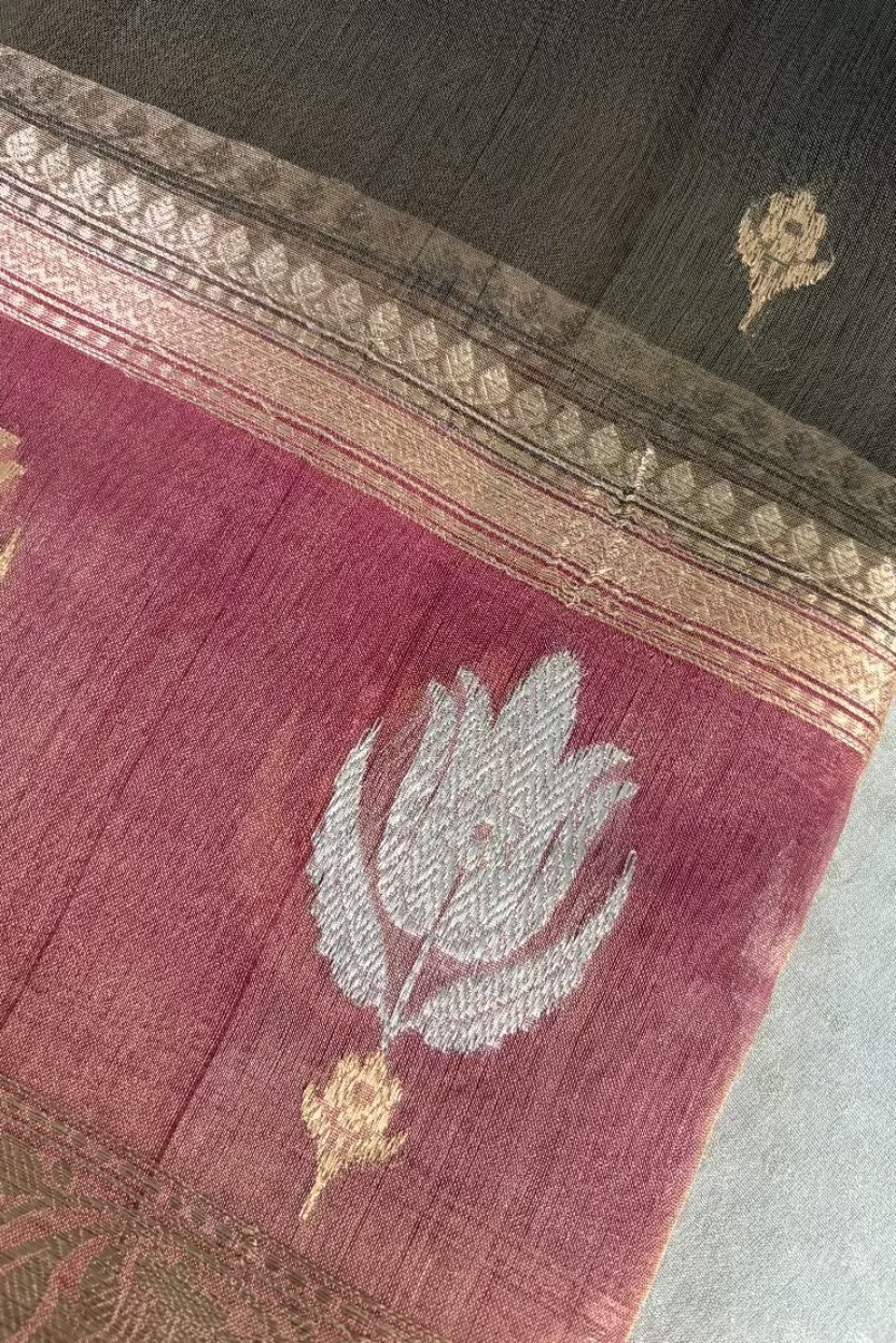 Mocha Brown Pure Soft Tissue Silk Banarasi
