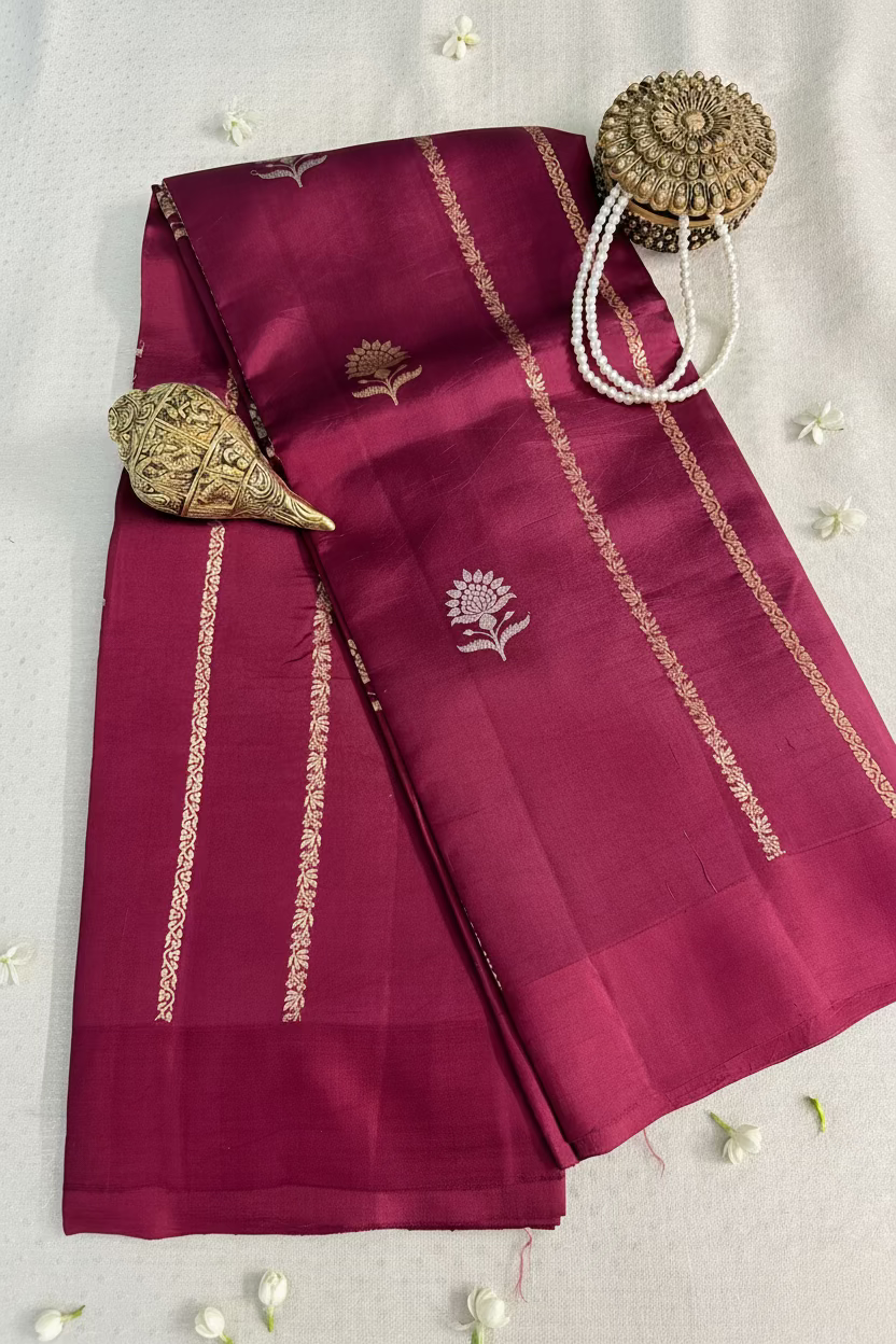 Berry Pink Pure Mango Banarasi Silk