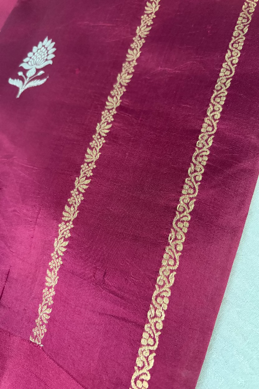 Berry Pink Pure Mango Banarasi Silk
