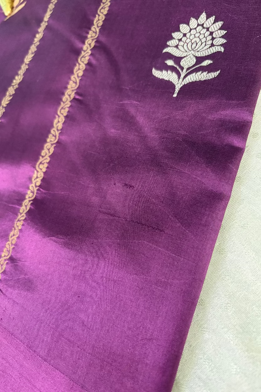 Royal Purple Pure Mango Banarasi Silk