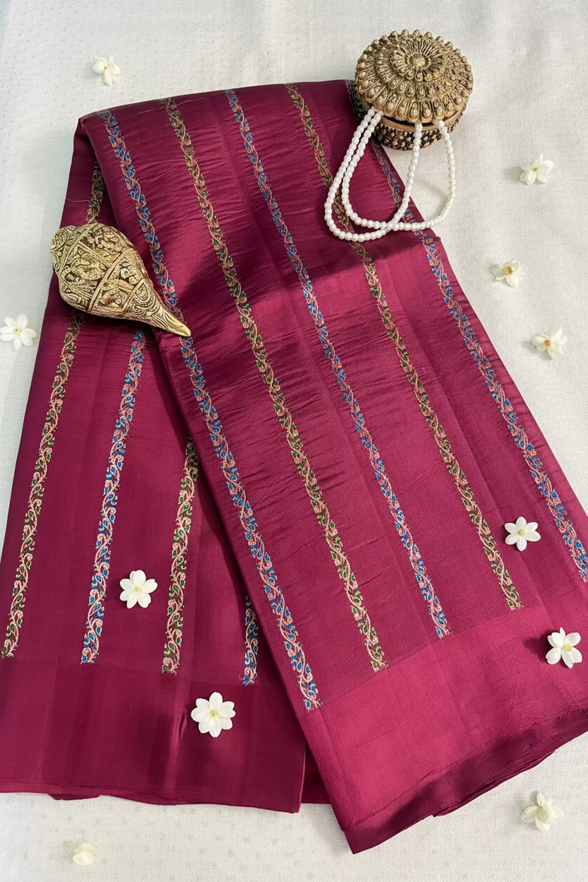 Berry Pink Pure Mango Banarasi SIlk with Meenakhari