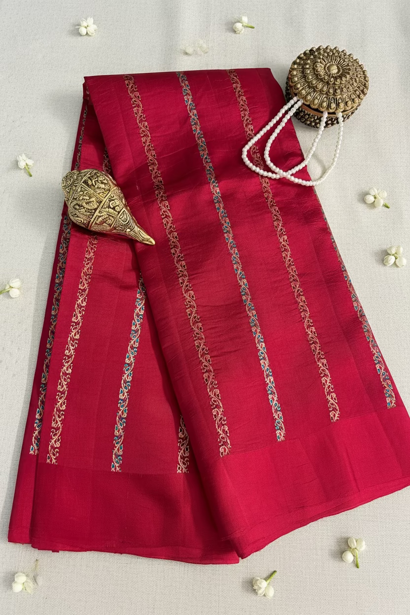 Red Pure Mango Banarasi Silk