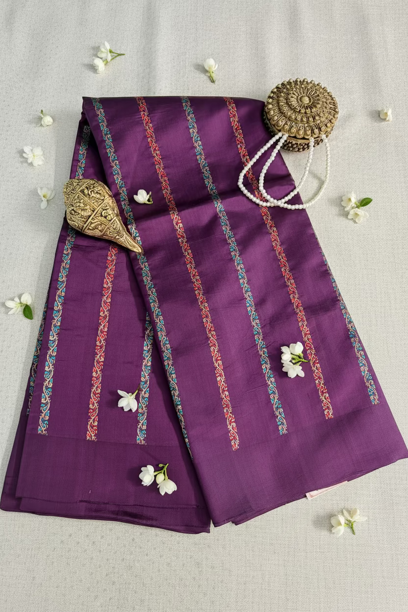 Royal Purple Pure Mango Banarasi Silk