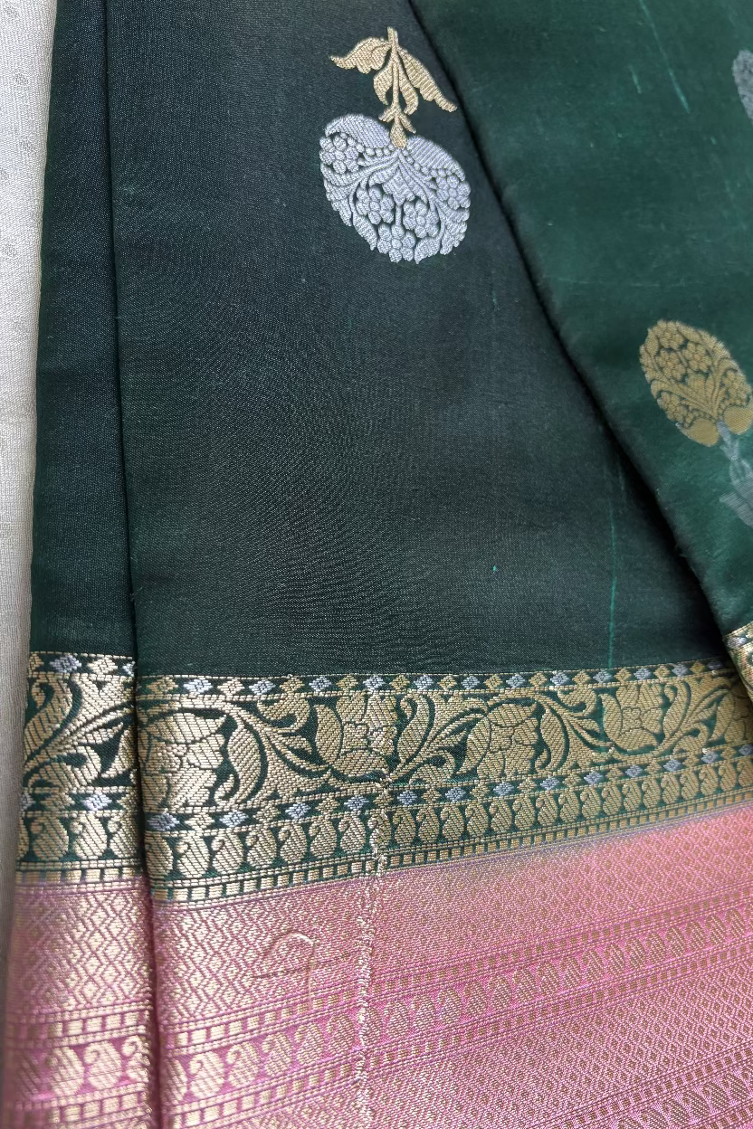 Bottle Green Mango Banarasi Silk