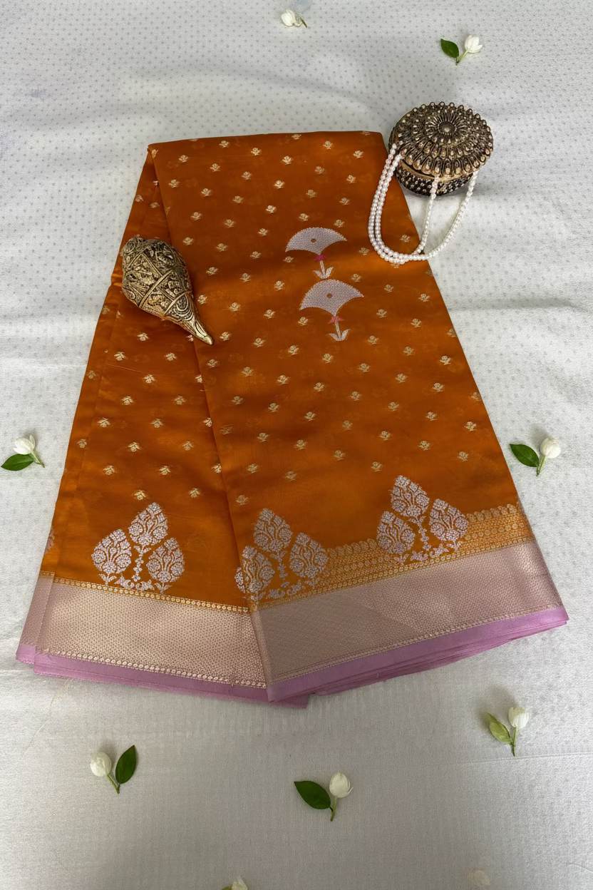 Mustard Gold Mango Banarasi Silk