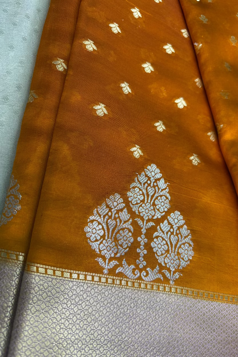 Mustard Gold Mango Banarasi Silk