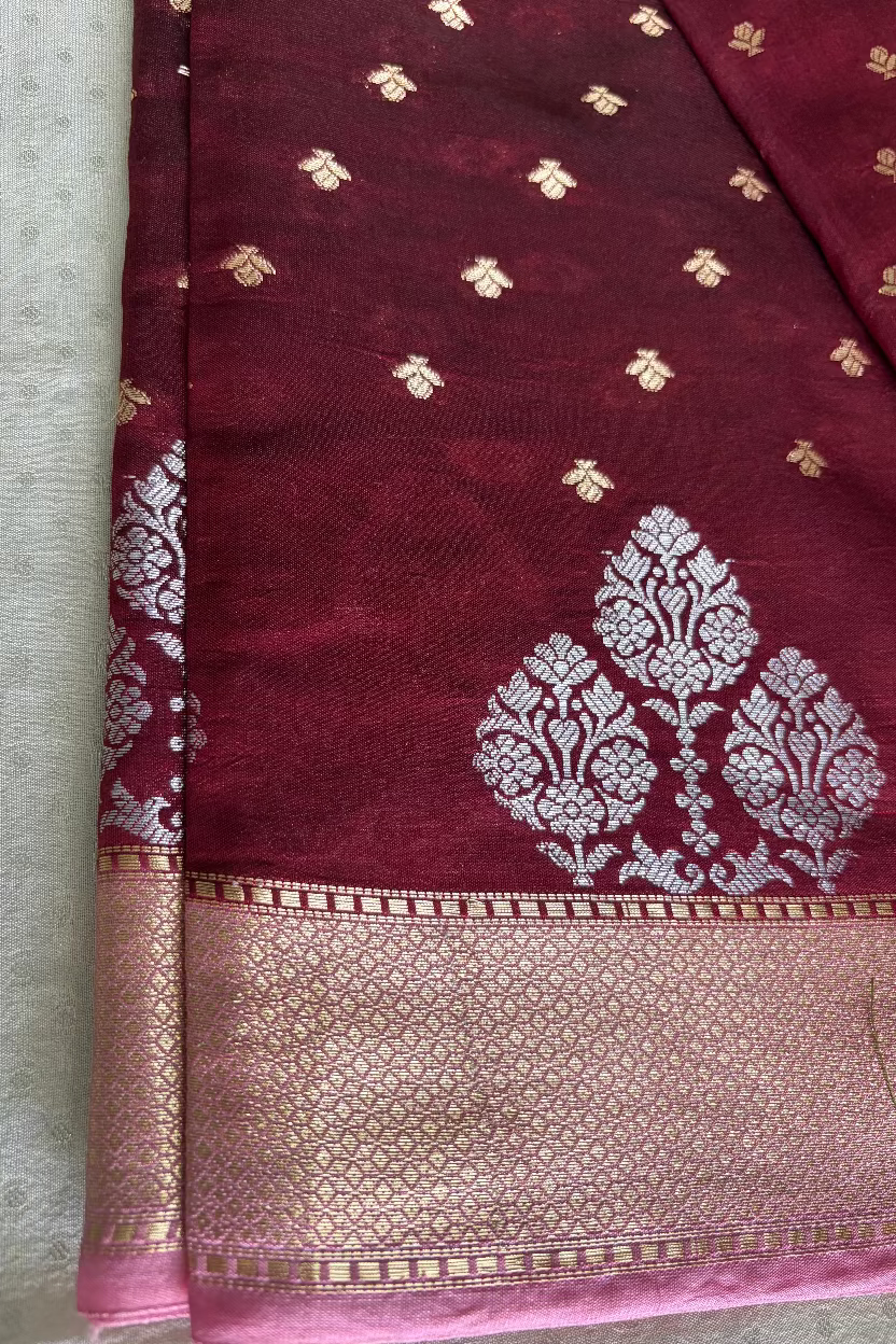 Deep Wine Mango Banarasi Silk