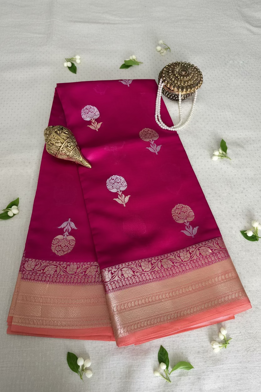 Pink Mango Banarasi Silk