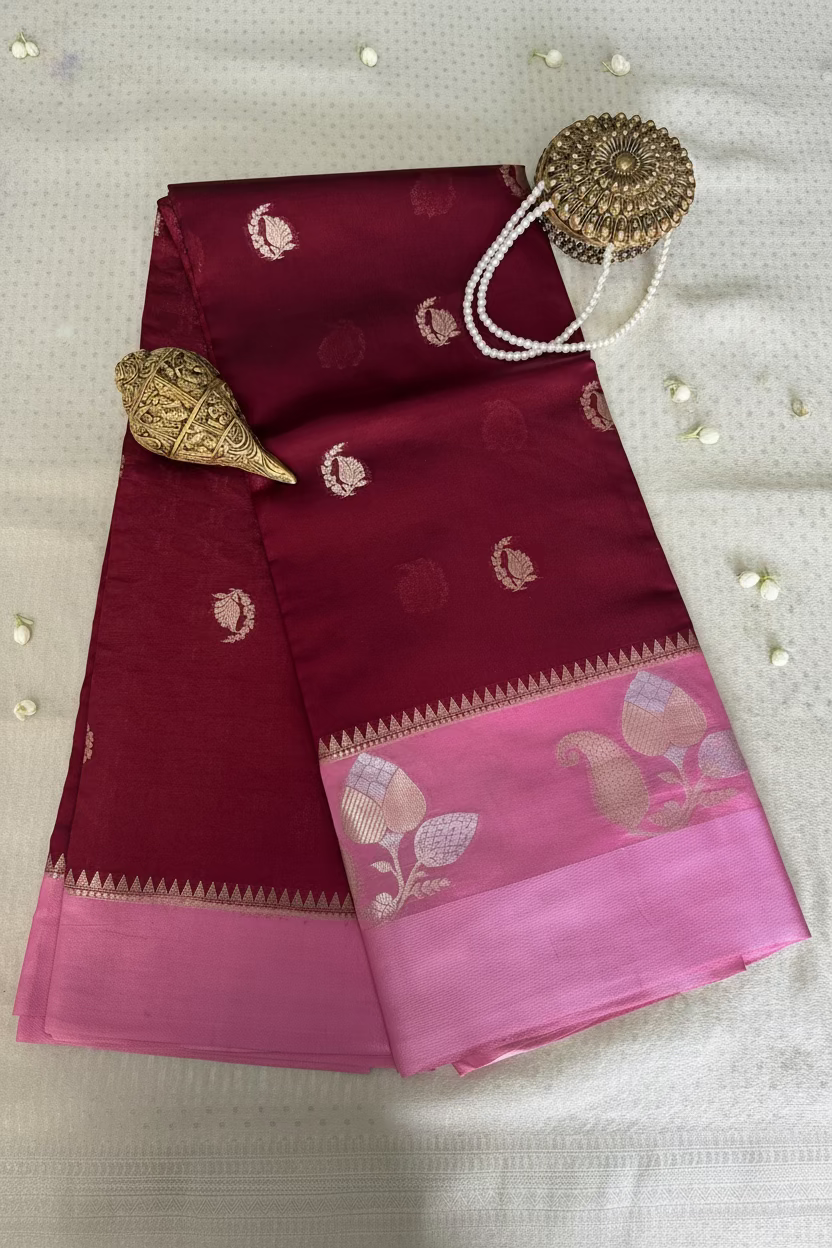 Deep Wine Mango Banarasi Silk