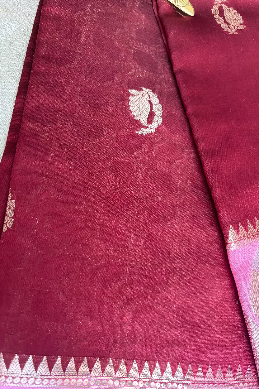 Deep Wine Mango Banarasi Silk