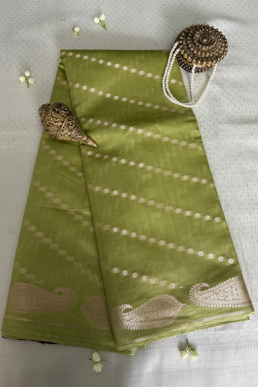 Pista Green Mango Banarasi Silk