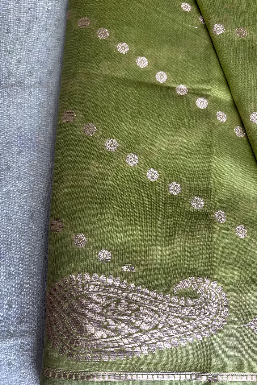 Pista Green Mango Banarasi Silk