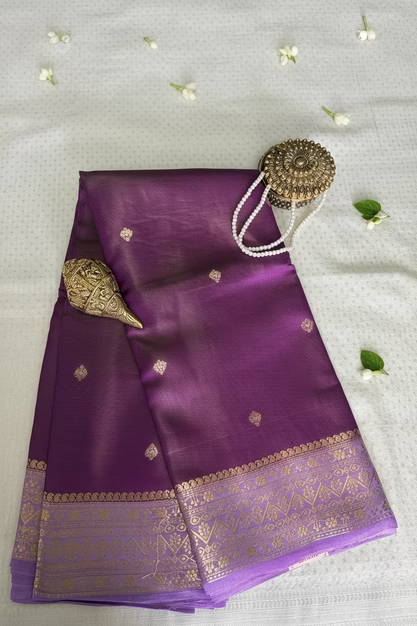 Royal Purple Mango Tissue Banarasi Silk