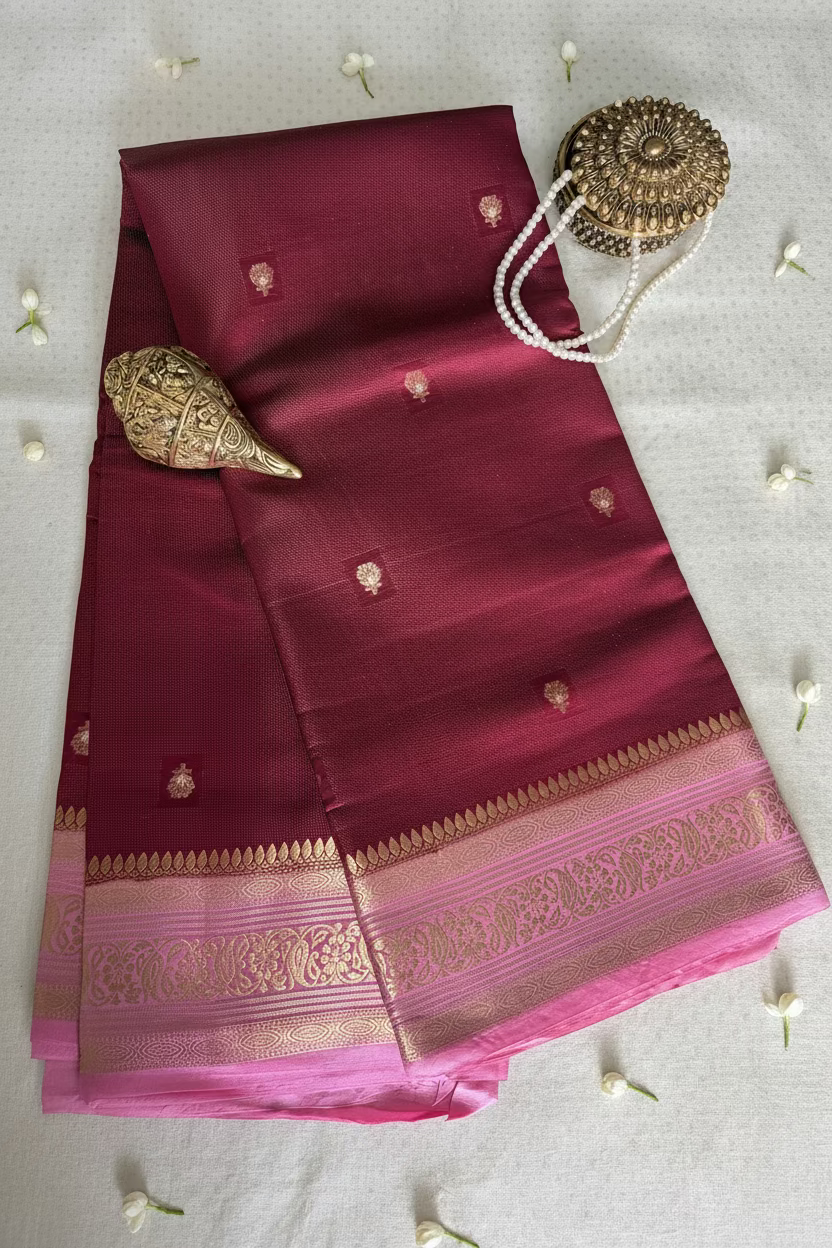 Rich Wine Mango Tissue Banarasi Silk