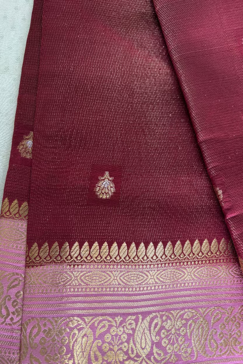 Rich Wine Mango Tissue Banarasi Silk