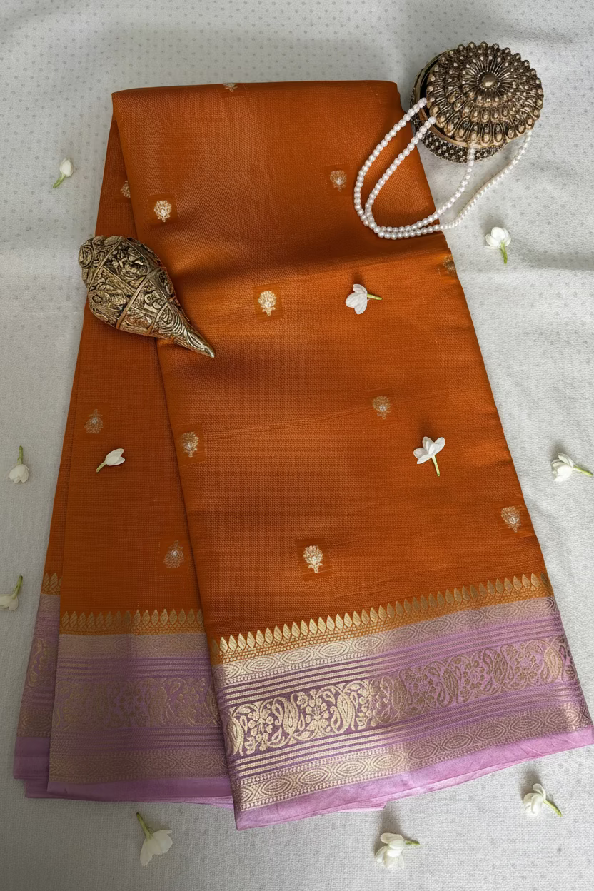 Warm Mustard Gold Mango Tissue Banarasi Silk