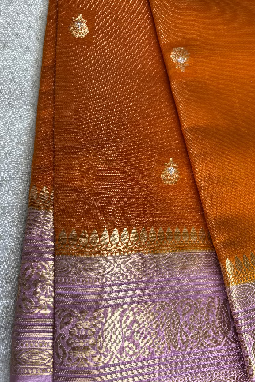 Warm Mustard Gold Mango Tissue Banarasi Silk