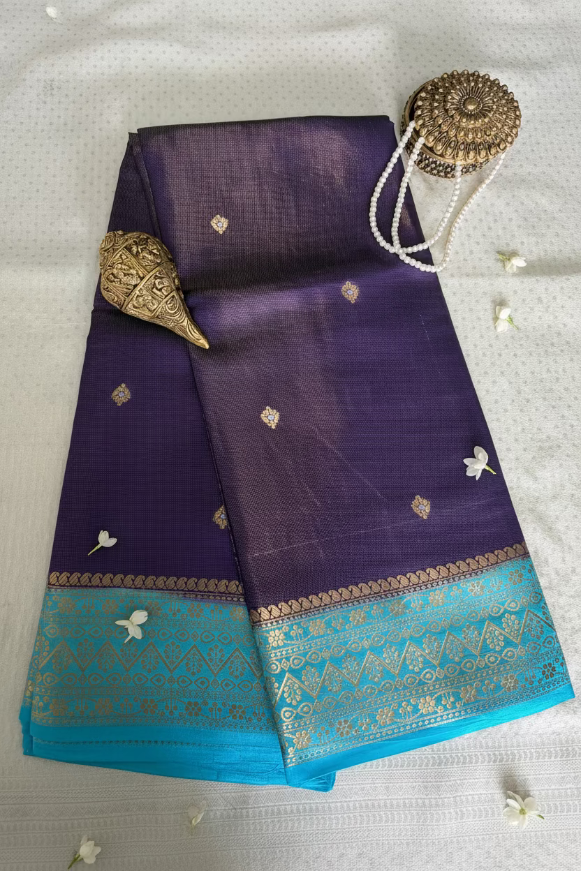 Royal Purple Mango Tissue Banarasi Silk