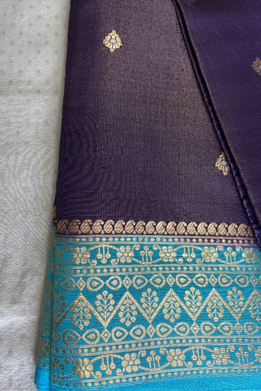 Royal Purple Mango Tissue Banarasi Silk