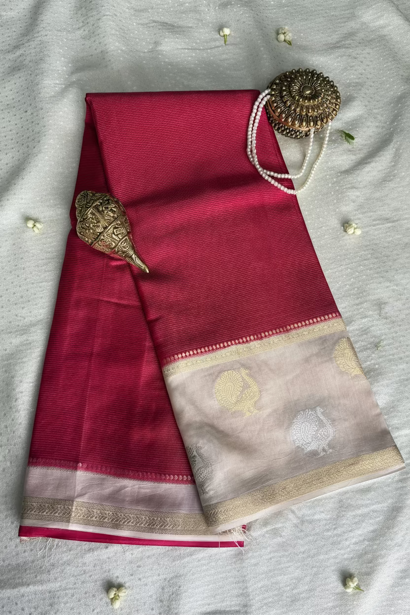 Pink Banarasi Dola Silk