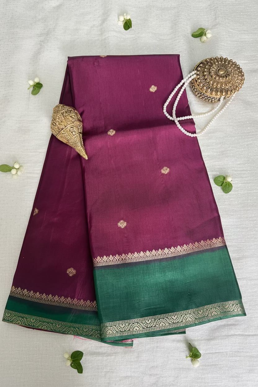 Wine Banarasi Dola Silk
