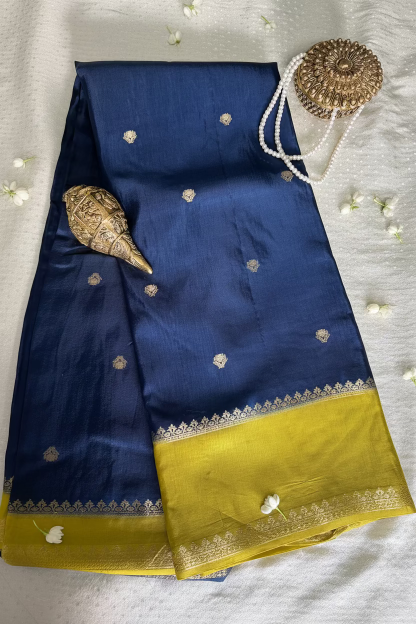 Navy Blue Dola Silk Banarasi