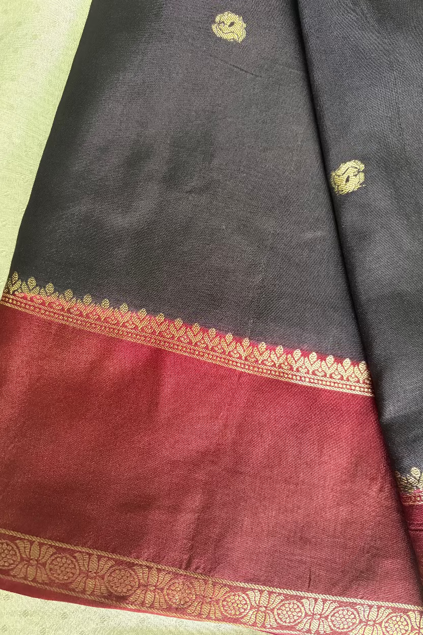 Black Banarasi Dola Silk