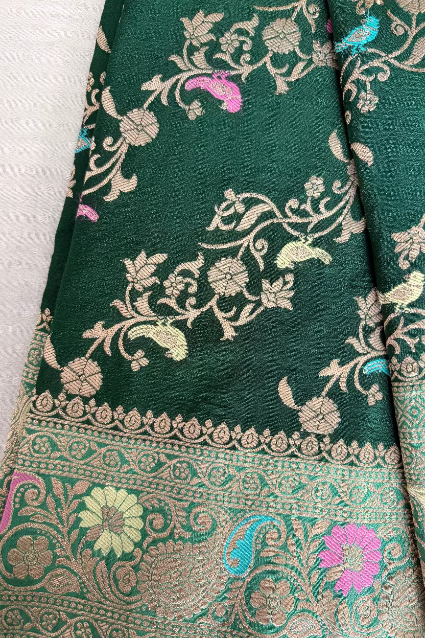 Green Banarasi Dola Silk with Meenakhari