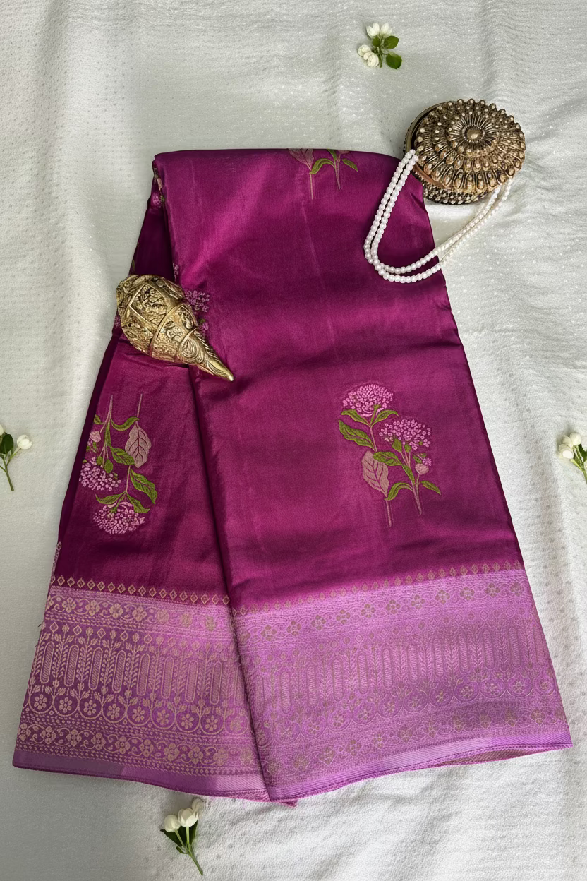 Magenta Pink Banarasi Dola Silk with Meenakhari
