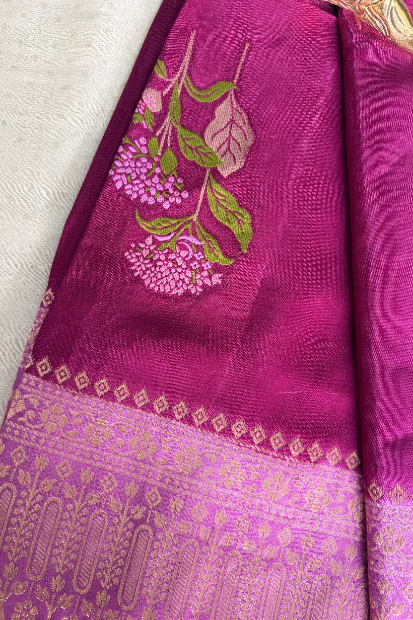 Magenta Pink Banarasi Dola Silk with Meenakhari