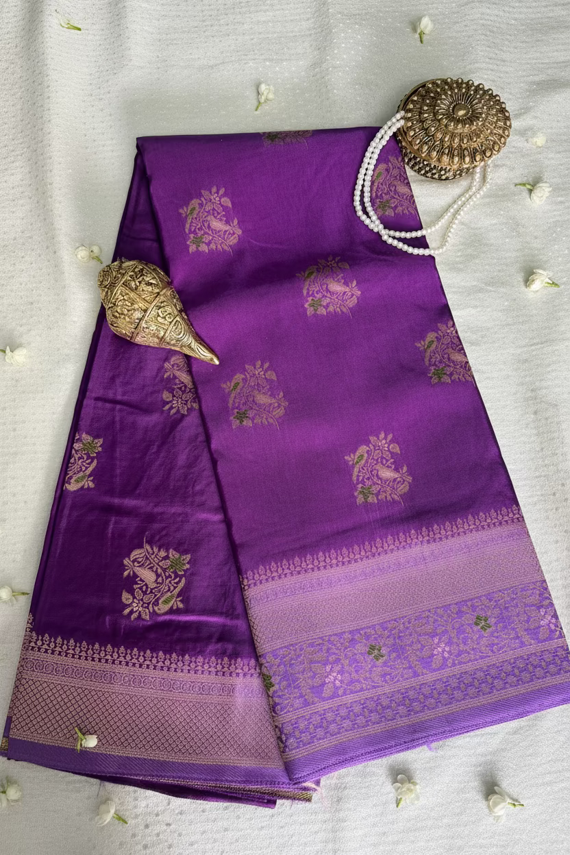 Purple Banarasi Dola Silk with Meenakhari