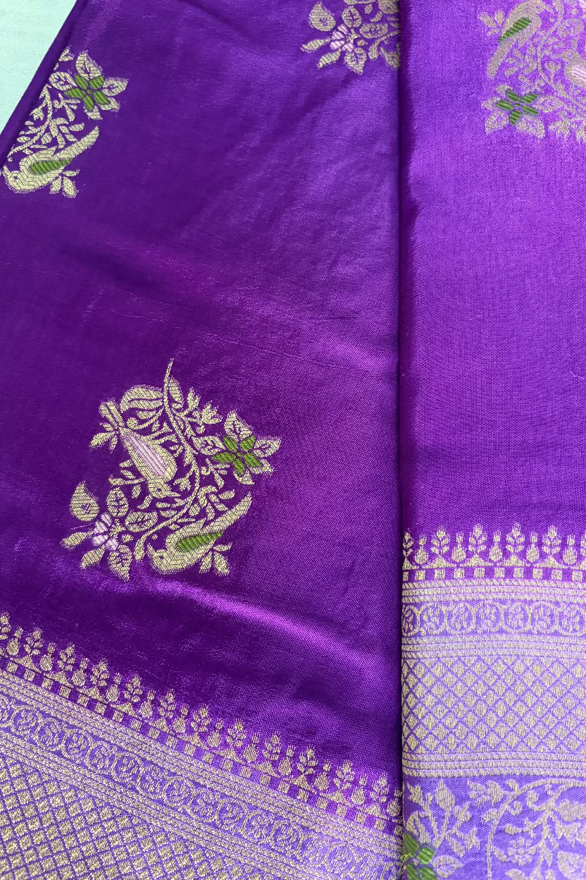 Purple Banarasi Dola Silk with Meenakhari