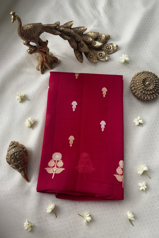 Red Pure Kora Banarasi Silk