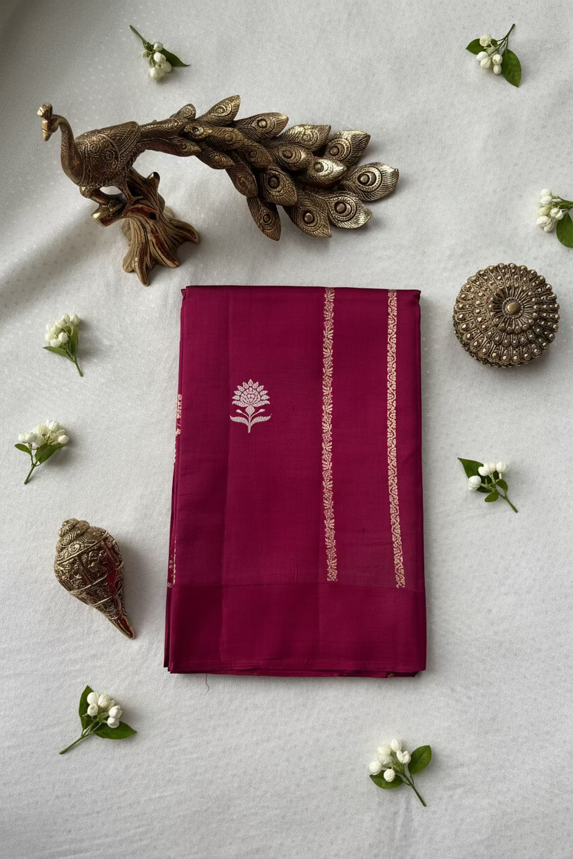 Berry Pink Pure Mango Banarasi Silk