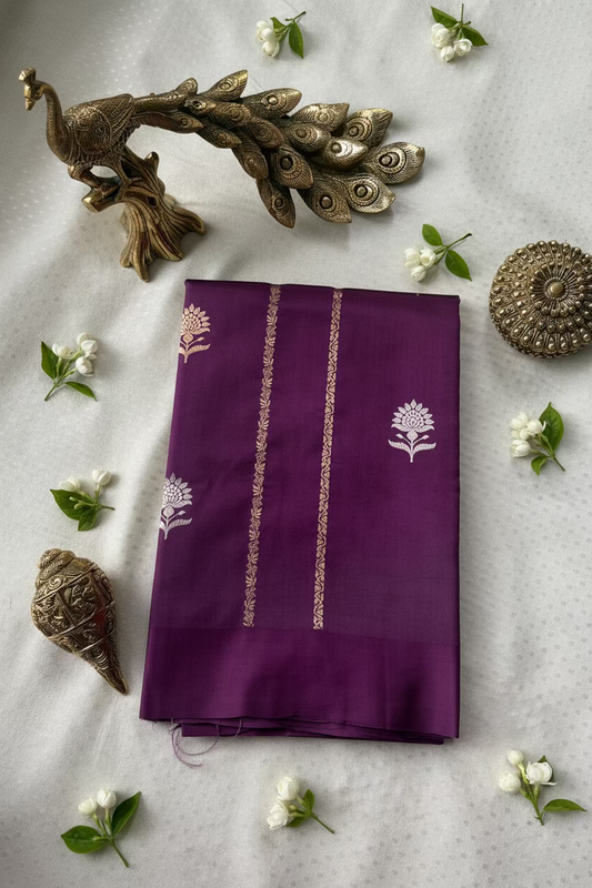 Royal Purple Pure Mango Banarasi Silk